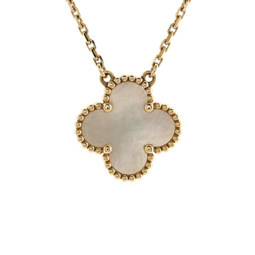 Van Cleef & Arpels Vintage Alhambra Pendant Necklace 18K Yellow Gold and Mother of Pearl