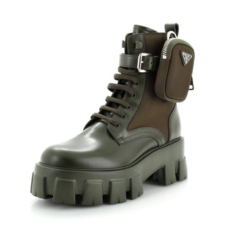 Prada Monolith Combat Boots Leather and Nylon