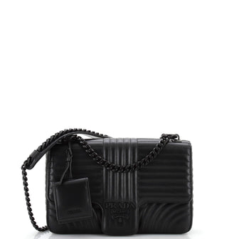 Prada Chain Flap Shoulder Bag Diagramme Quilted Leather Large