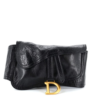 Christian Dior Saddle Double Buckle Belt Bag Leather