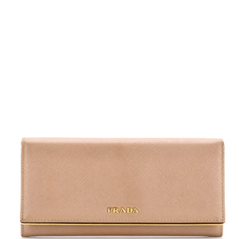 Prada Continental Flap Wallet Saffiano Leather with Metal Detail