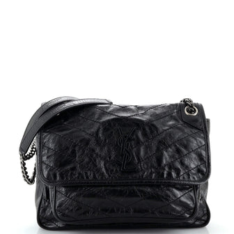 Saint Laurent Niki Chain Flap Bag Matelasse Chevron Leather Medium