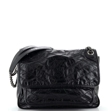 Saint Laurent Niki Chain Flap Bag Matelasse Chevron Leather Medium