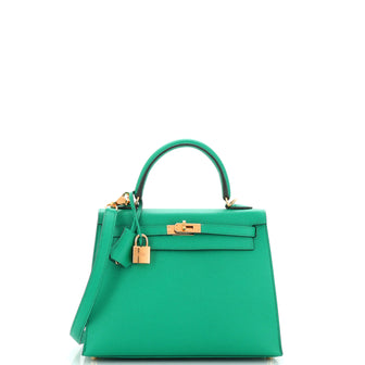 Hermes Kelly Handbag Green Epsom with Gold Hardware 25