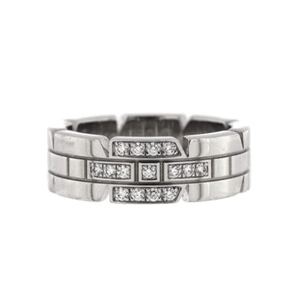 Cartier Tank Francaise Ring 18K White Gold with Half Diamonds 6mm