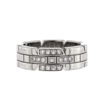 Cartier Tank Francaise Ring 18K White Gold with Half Diamonds 6mm