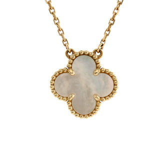 Van Cleef & Arpels Vintage Alhambra Pendant Necklace 18K Yellow Gold and Mother of Pearl