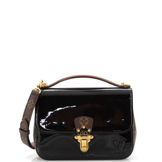 Louis Vuitton Cherrywood Handbag Vernis with Monogram Canvas BB