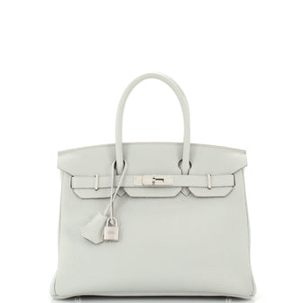 Hermes Birkin Handbag Grey Clemence with Palladium Hardware 30
