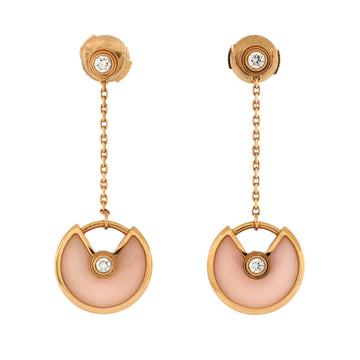Cartier Amulette de Cartier Drop Dangle Earrings 18K Rose Gold with Diamond and Pink Opal