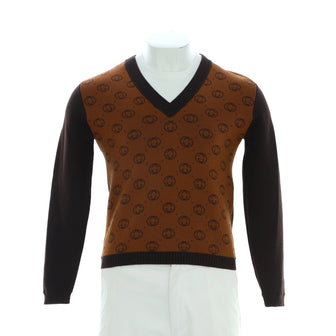 Gucci x Dapper Dan Men's GG V-Neck Intarsia Sweater Wool