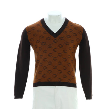 Gucci x Dapper Dan Men's GG V-Neck Intarsia Sweater Wool