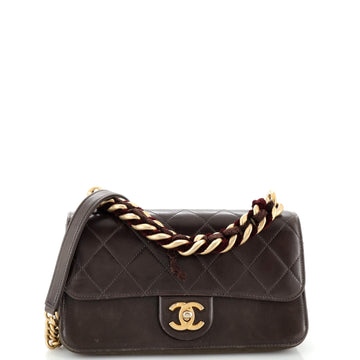 Chanel Paris-Cosmopolite Straight Lined Flap Bag Quilted Aged Calfskin Small
