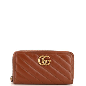 Gucci GG Marmont Zip Around Wallet Diagonal Quilted Leather