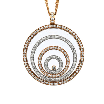 Chopard Happy Spirit Pendant Necklace 18K Rose Gold and 18K White Gold with Diamonds and 1 Floating Diamond Large
