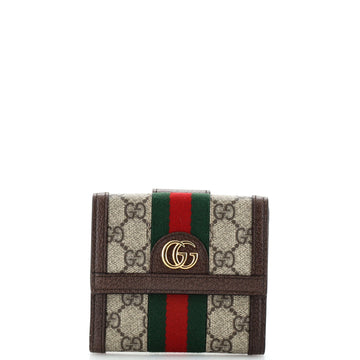 Gucci Ophidia French Flap Wallet GG Coated Canvas Compact
