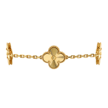 Van Cleef & Arpels Vintage Alhambra 5 Motifs Bracelet Guilloche 18K Yellow Gold