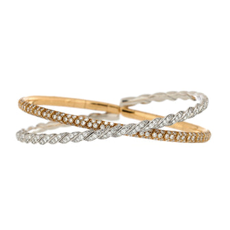 David Yurman Pave Flex Two Row Cuff Bracelet 18K Rose Gold and 18K White Gold with Pave Diamonds