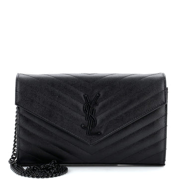 Saint Laurent Classic Monogram Wallet on Chain Matelasse Chevron Leather Medium