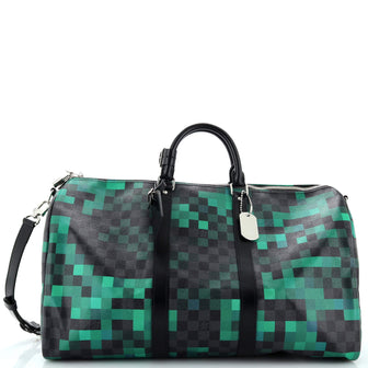 Louis Vuitton Keepall Bandouliere Bag Limited Edition Damier Graphite Pixel 50