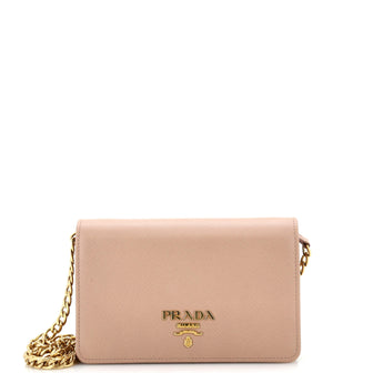 Prada Chain Wallet Crossbody Saffiano Leather