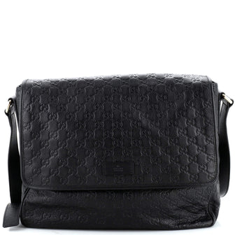 Gucci Flap Messenger Bag Guccissima Leather Large