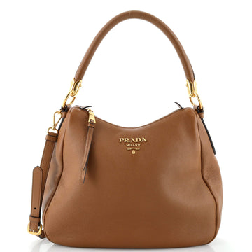 Prada Convertible Zip Hobo Vitello Phenix Medium