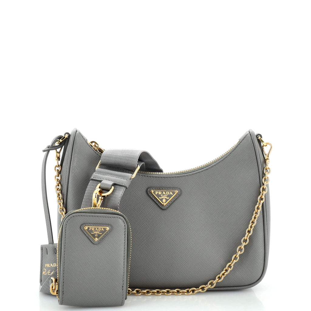 Prada Re-Edition 2005 Shoulder Bag Saffiano Leather Small Gray 2715501