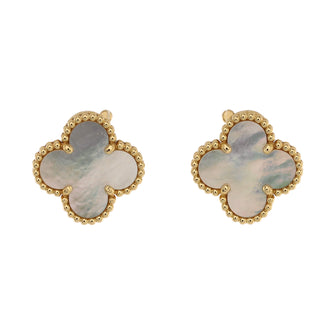 Van Cleef & Arpels Vintage Alhambra Clip-On Earrings 18K Yellow Gold and Mother of Pearl