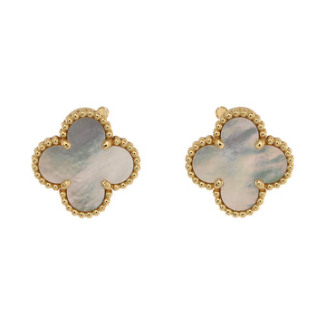 Van Cleef & Arpels Vintage Alhambra Clip-On Earrings 18K Yellow Gold and Mother of Pearl