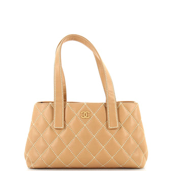 Chanel Surpique Compartment Tote Quilted Leather Medium