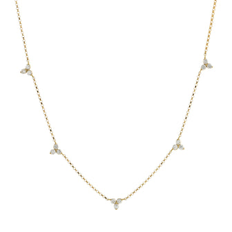 Roberto Coin Diamonds By The Inch 5 Station Flower Necklace 18K Yellow Gold with Diamonds