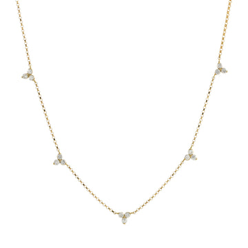 Roberto Coin Diamonds By The Inch 5 Station Flower Necklace 18K Yellow Gold with Diamonds