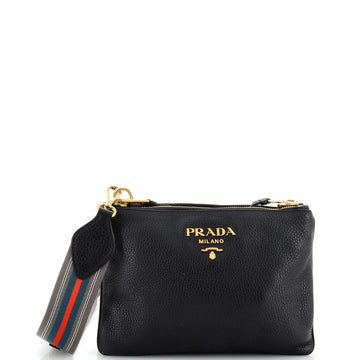 Prada Dual Strap Flat Crossbody Bag Vitello Daino Medium