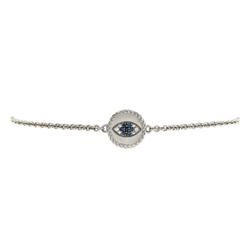 David Yurman Cable Collectibles Evil Eye Bracelet 18K White Gold with Blue Sapphires, Diamonds and Black Diamonds 2mm