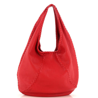 Bottega Veneta Baseball Hobo Leather with Intrecciato Detail Medium