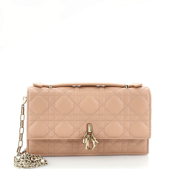 Christian Dior Miss Dior Charms Top Handle Flap Bag Cannage Quilt Lambskin Mini