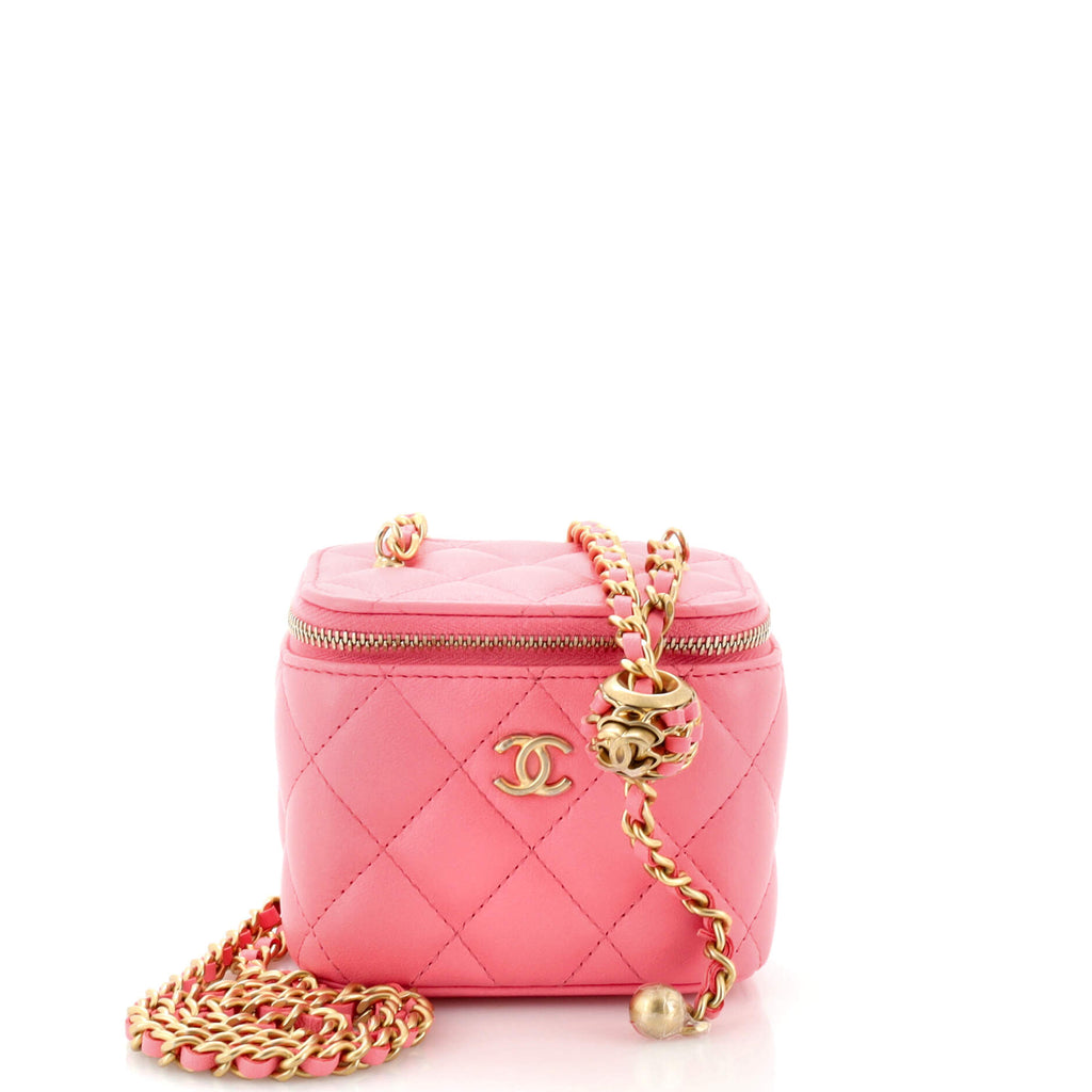 CHANEL バニティ パール Chanel Pearl Crush Vanity Case with Chain Quilted Lambskin Small