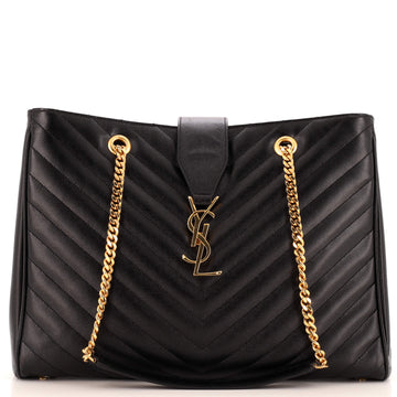 Saint Laurent Classic Monogram Shopper Matelasse Chevron Leather Large