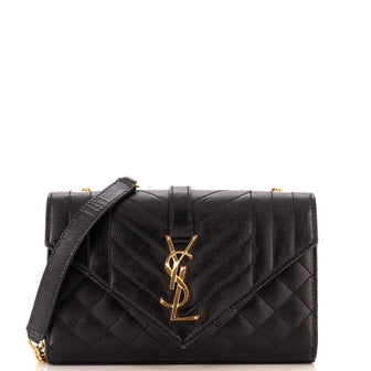 Saint Laurent Classic Monogram Envelope Satchel Mixed Matelasse Leather Small