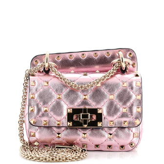 Valentino Garavani Rockstud Spike Flap Bag Quilted Leather Micro