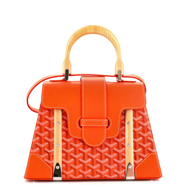 Goyard Saigon Top Handle Bag Coated Canvas with Leather PM