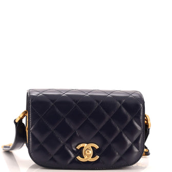Chanel My Sweet CC Full Flap Messenger Bag Quilted Shiny Calfskin with Suede Mini