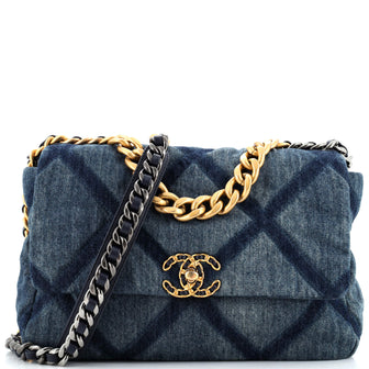 Chanel 19 Flap Bag Quilted Denim Large