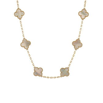 Van Cleef & Arpels Vintage Alhambra 10 Motifs Necklace 18K Yellow Gold and Mother of Pearl