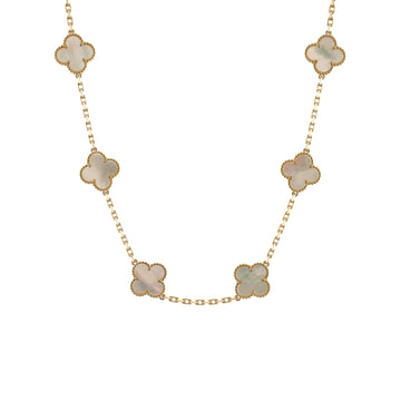 Van Cleef & Arpels Vintage Alhambra 10 Motifs Necklace 18K Yellow Gold and Mother of Pearl