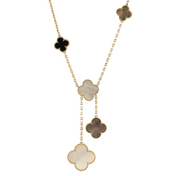 Van Cleef & Arpels Magic Alhambra 6 Motifs Necklace 18K Yellow Gold and Mother of Pearl with Onyx