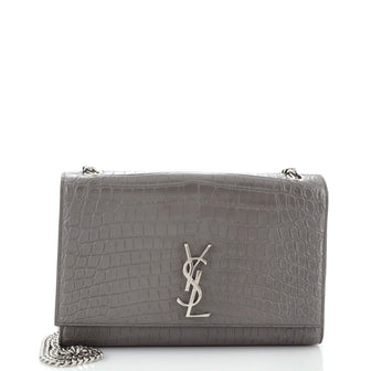 Saint Laurent Classic Monogram Crossbody Bag Crocodile Embossed Leather Large