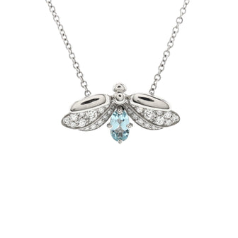Tiffany & Co. Paper Flowers Firefly Pendant Necklace Platinum with Diamonds and Aquamarine Small
