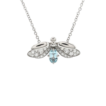 Tiffany & Co. Paper Flowers Firefly Pendant Necklace Platinum with Diamonds and Aquamarine Small